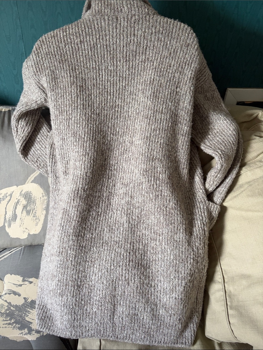 RW&CO. Neutral Taupe Ribbed Button-Front Cardigan - Picture 5 of 6
